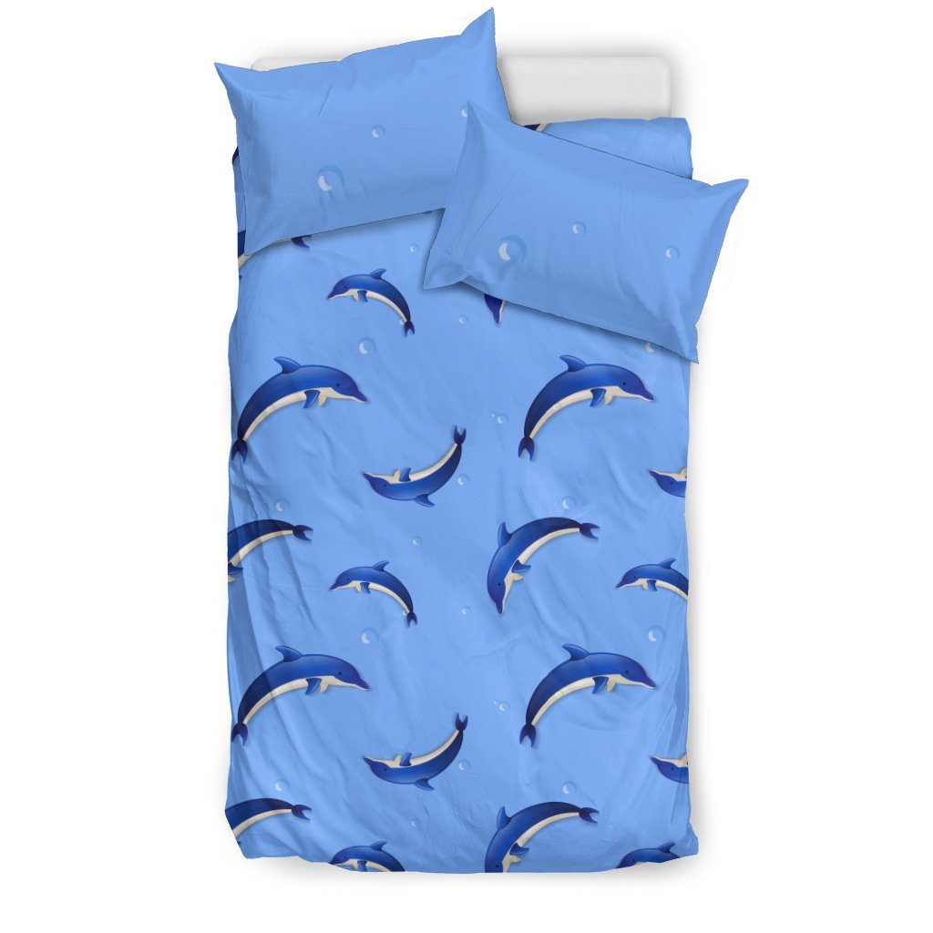 Dolphin Blue Print Duvet Cover Bedding Set