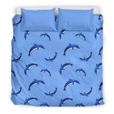 Dolphin Blue Print Duvet Cover Bedding Set