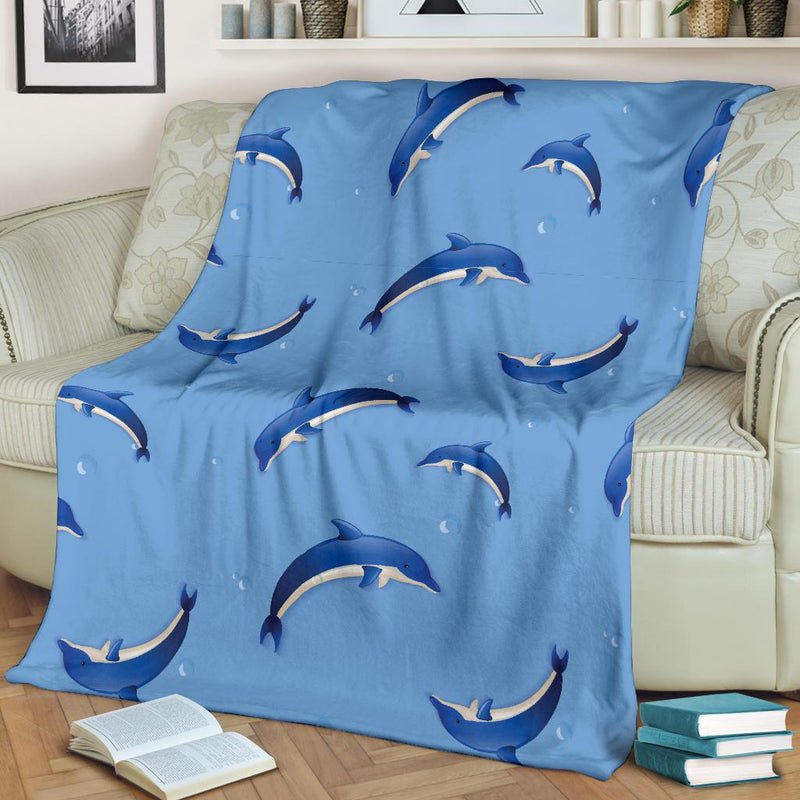 Dolphin Blue Print Fleece Blanket