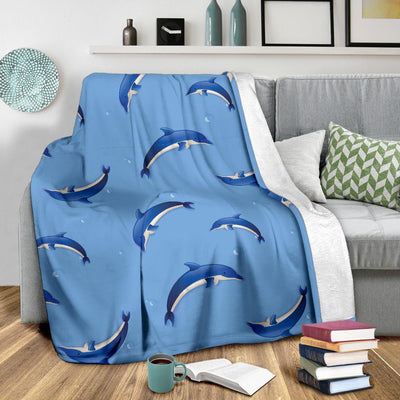 Dolphin Blue Print Fleece Blanket