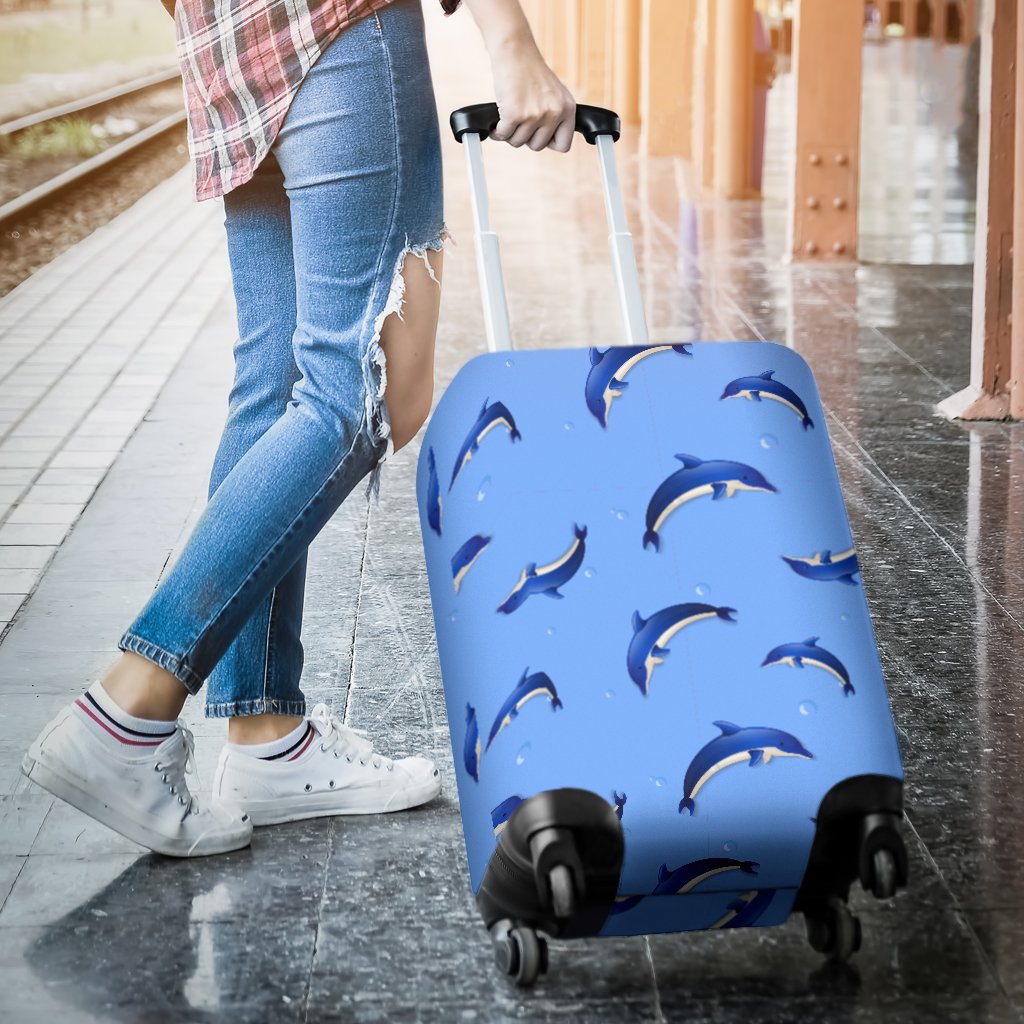 Dolphin Blue Print Luggage Cover Protector