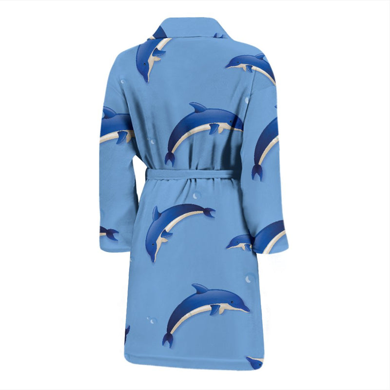 Dolphin Blue Print Men Bath Robe