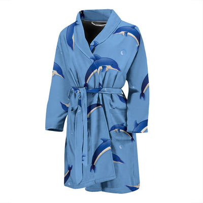 Dolphin Blue Print Men Bath Robe