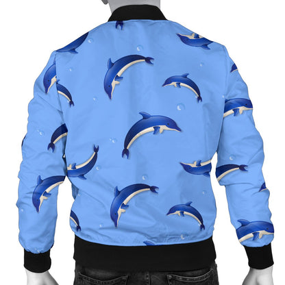 Dolphin Blue Print Men Casual Bomber Jacket