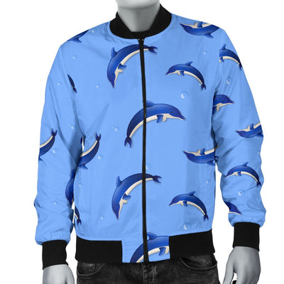Dolphin Blue Print Men Casual Bomber Jacket