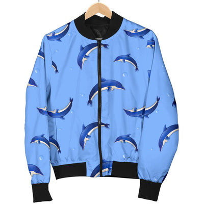 Dolphin Blue Print Men Casual Bomber Jacket