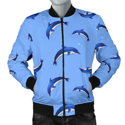Dolphin Blue Print Men Casual Bomber Jacket
