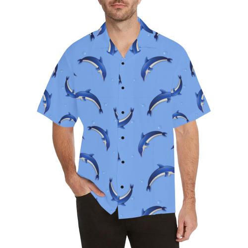 Dolphin Blue Print Men Hawaiian Shirt