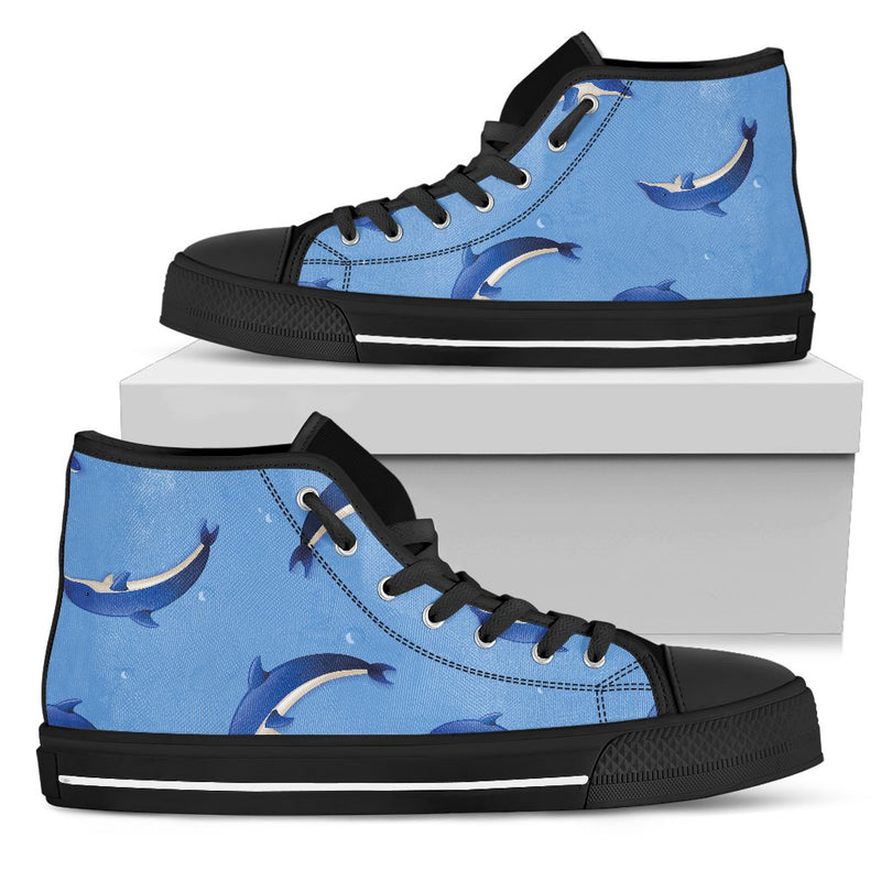 Dolphin Blue Print Men High Top Shoes