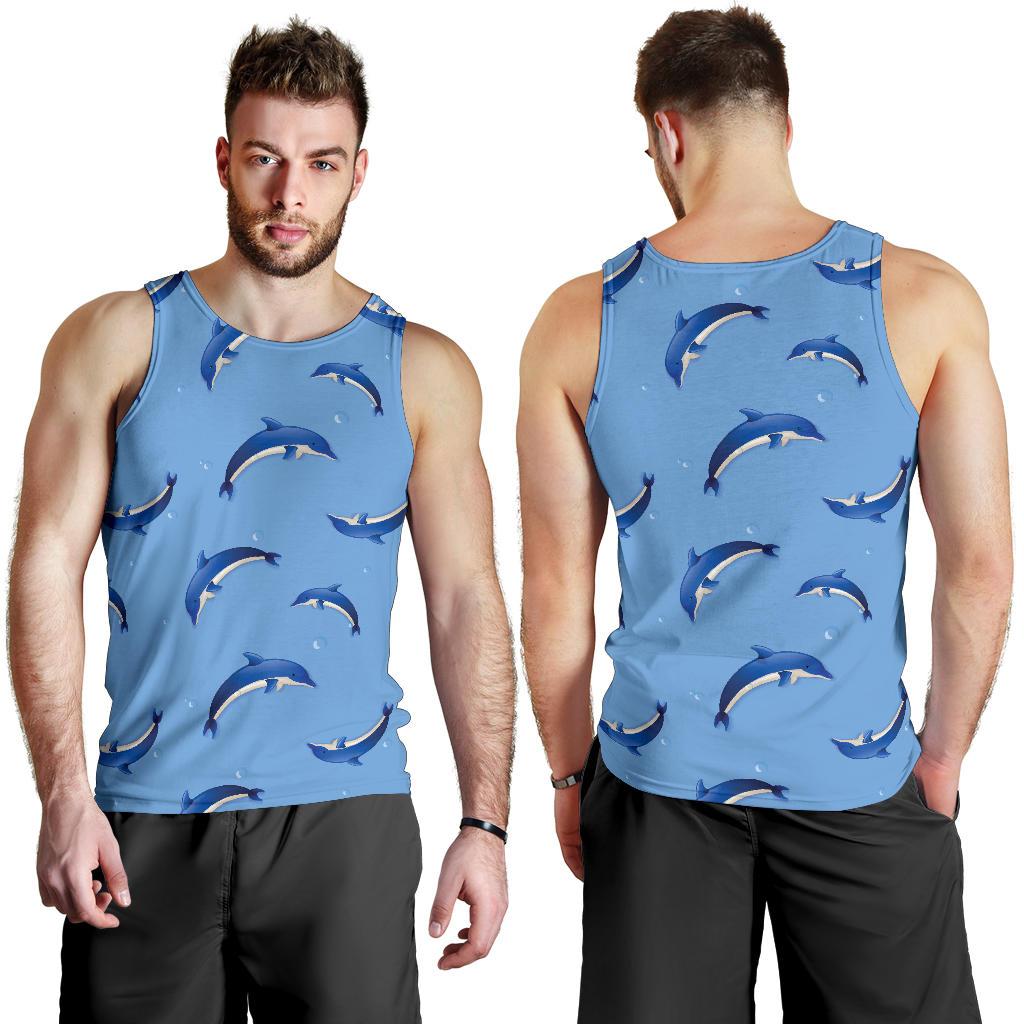 Dolphin Blue Print Men Tank Top