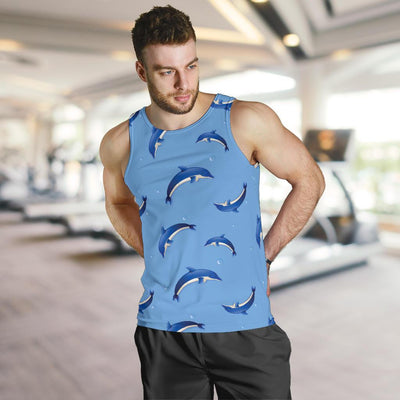 Dolphin Blue Print Men Tank Top