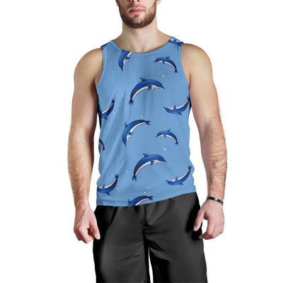 Dolphin Blue Print Men Tank Top