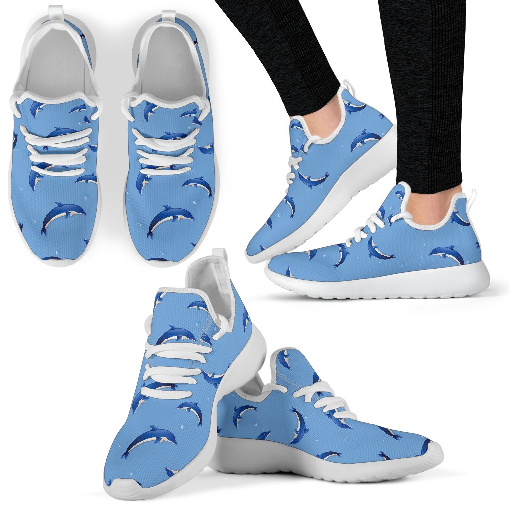 Dolphin Blue Print Mesh Knit Sneakers Shoes