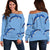 Dolphin Blue Print Off Shoulder Sweatshirt