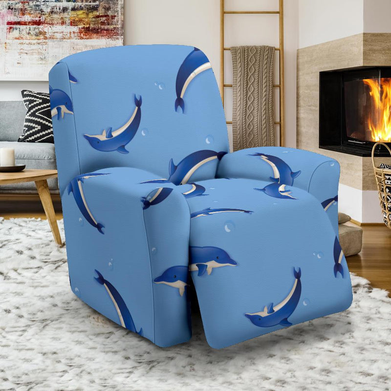 Dolphin Blue Print Recliner Slipcover-JORJUNE.COM