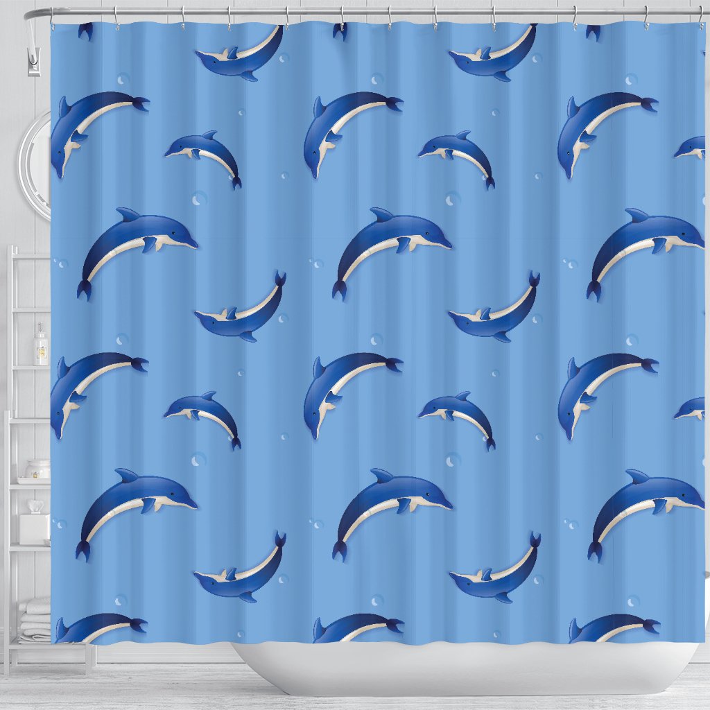 Dolphin Blue Print Shower Curtain