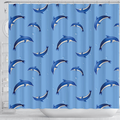 Dolphin Blue Print Shower Curtain