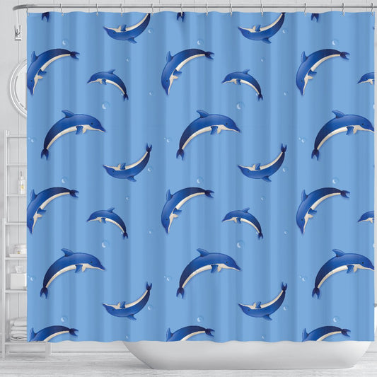 Dolphin Blue Print Shower Curtain