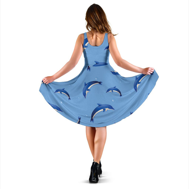 Dolphin Blue Print Sleeveless Mini Dress