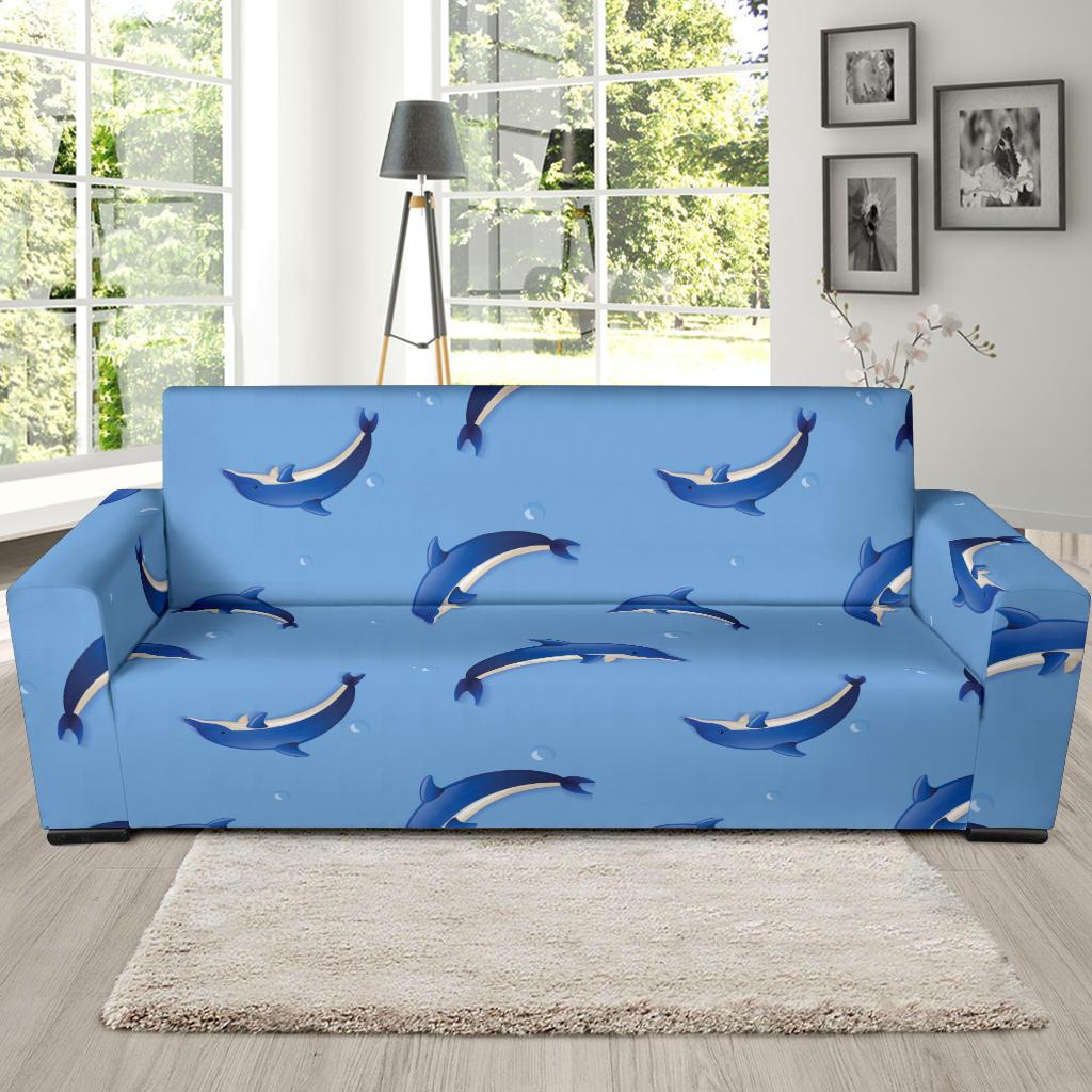 Dolphin Blue Print Sofa Slipcover-JORJUNE.COM