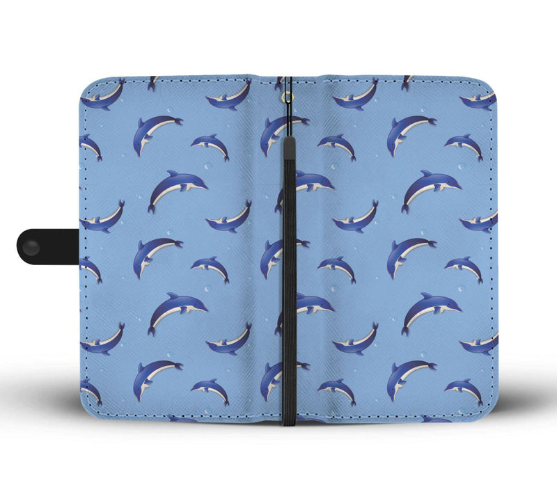 Dolphin Blue Print Wallet Phone Case