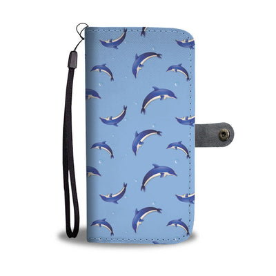 Dolphin Blue Print Wallet Phone Case