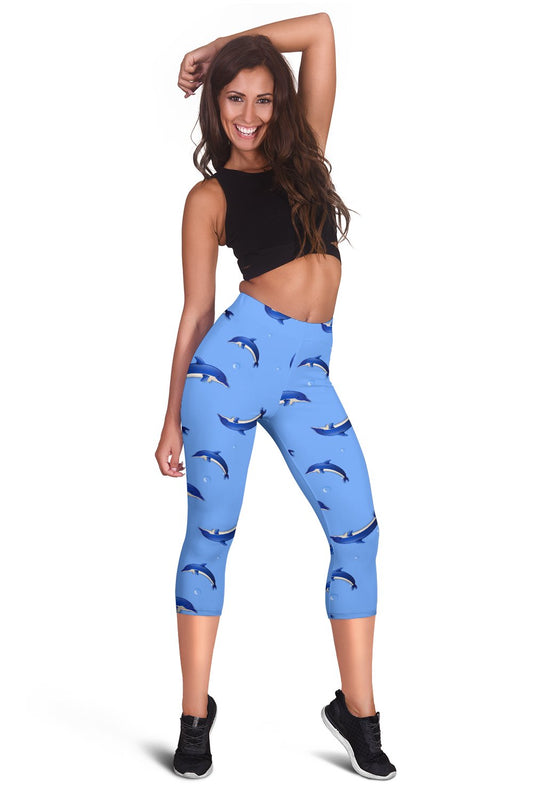 Dolphin Blue Print Women Capris