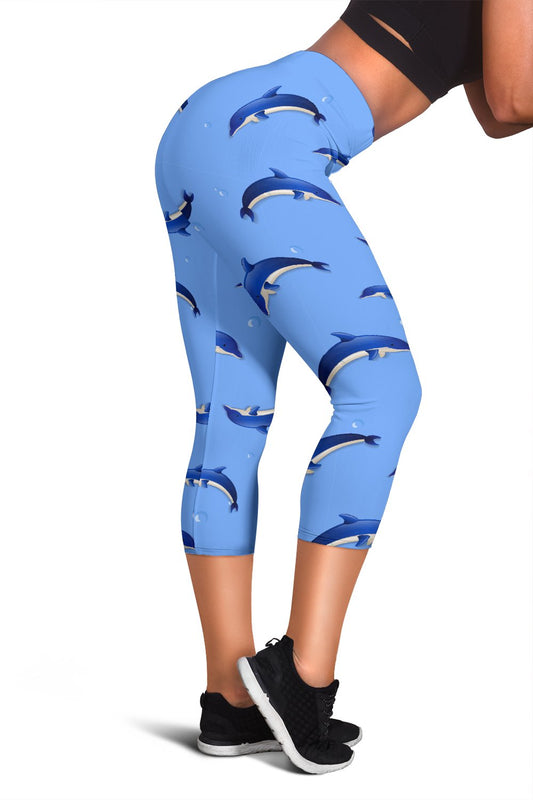 Dolphin Blue Print Women Capris