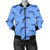 Dolphin Blue Print Women Casual Bomber Jacket