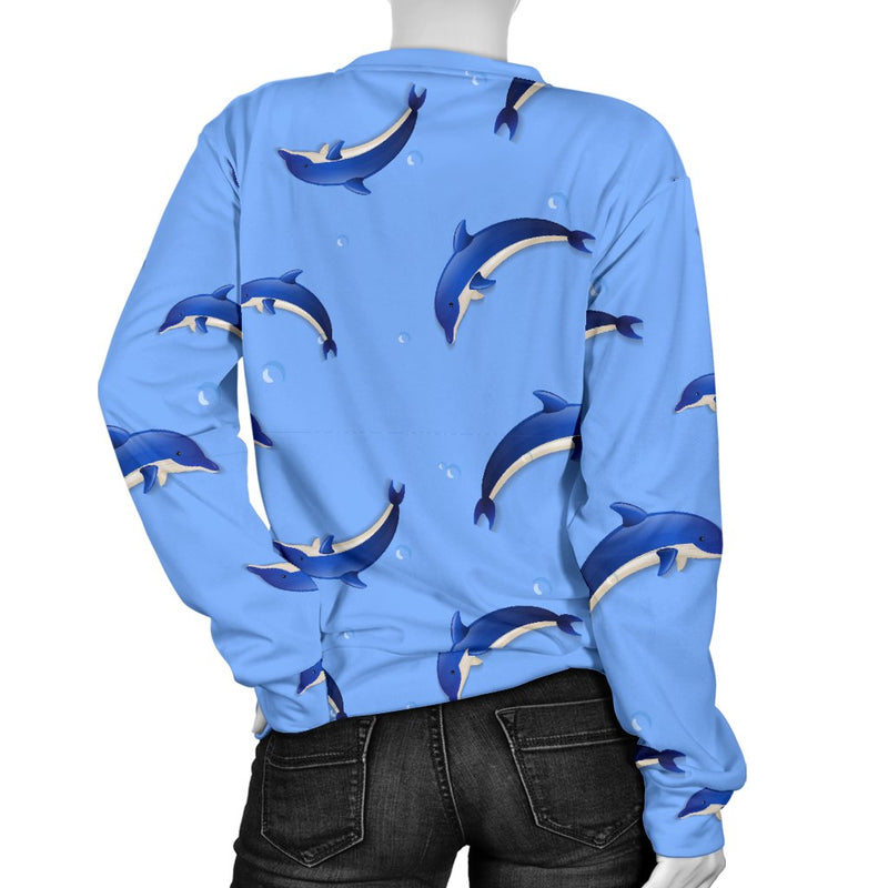 Dolphin Blue Print Women Crewneck Sweatshirt