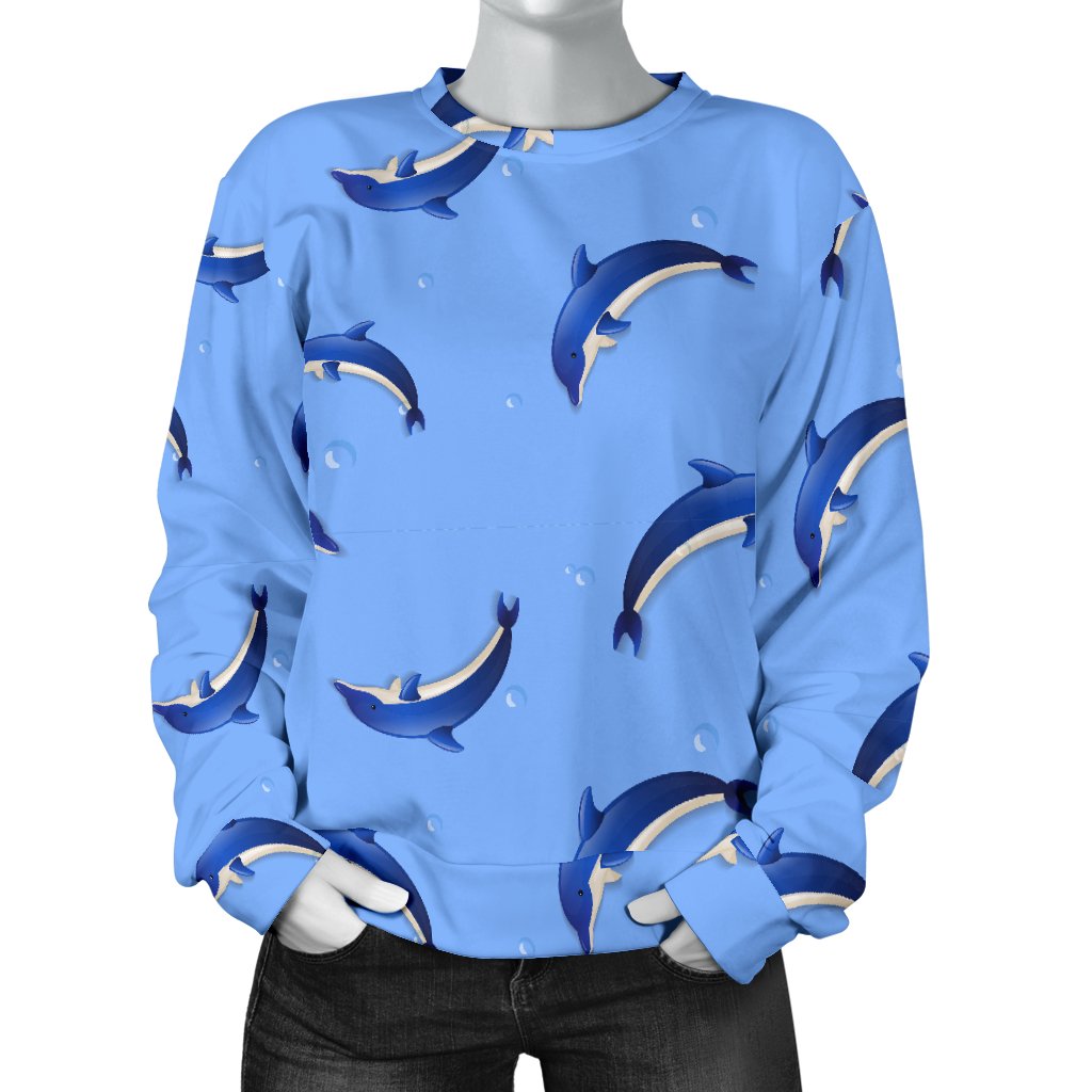 Dolphin Blue Print Women Crewneck Sweatshirt