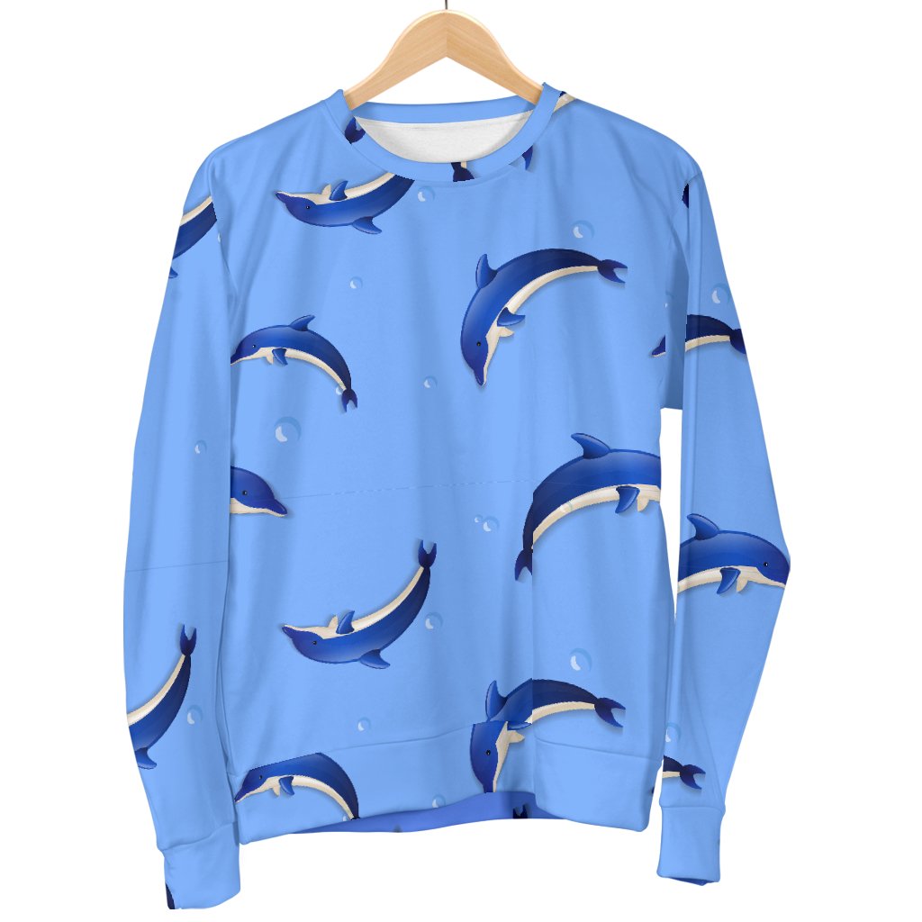Dolphin Blue Print Women Crewneck Sweatshirt