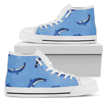 Dolphin Blue Print Women High Top Shoes