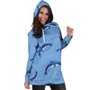 Dolphin Blue Print Women Hoodie Dress