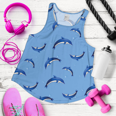 Dolphin Blue Print Women Racerback Tank Top