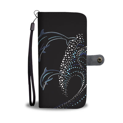 Dolphin Dot Design Wallet Phone Case