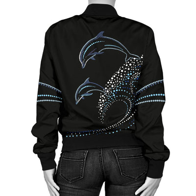 Dolphin Dot Design Women Casual Bomber Jacket