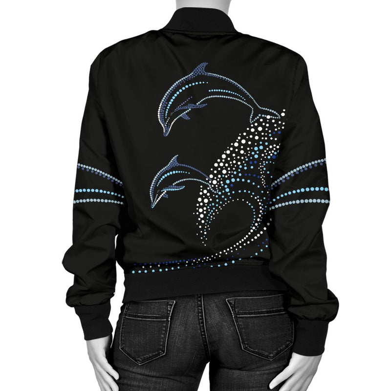 Dolphin Dot Design Women Casual Bomber Jacket