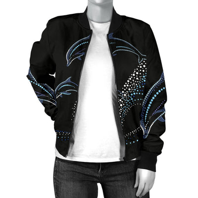 Dolphin Dot Design Women Casual Bomber Jacket