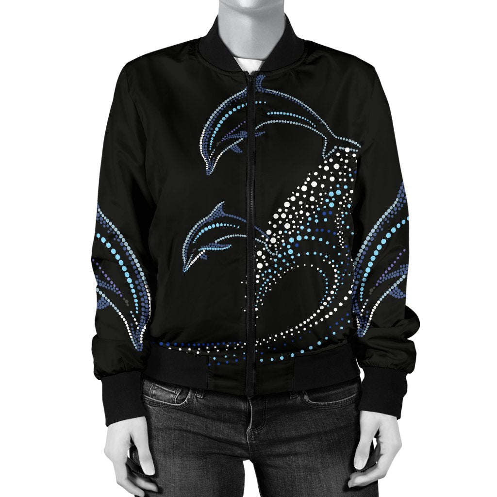 Dolphin Dot Design Women Casual Bomber Jacket
