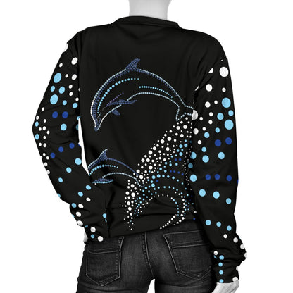Dolphin Dot Design Women Crewneck Sweatshirt