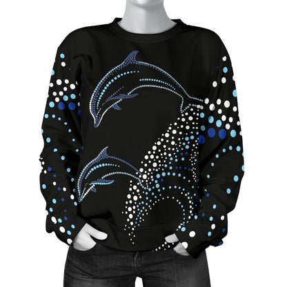 Dolphin Dot Design Women Crewneck Sweatshirt