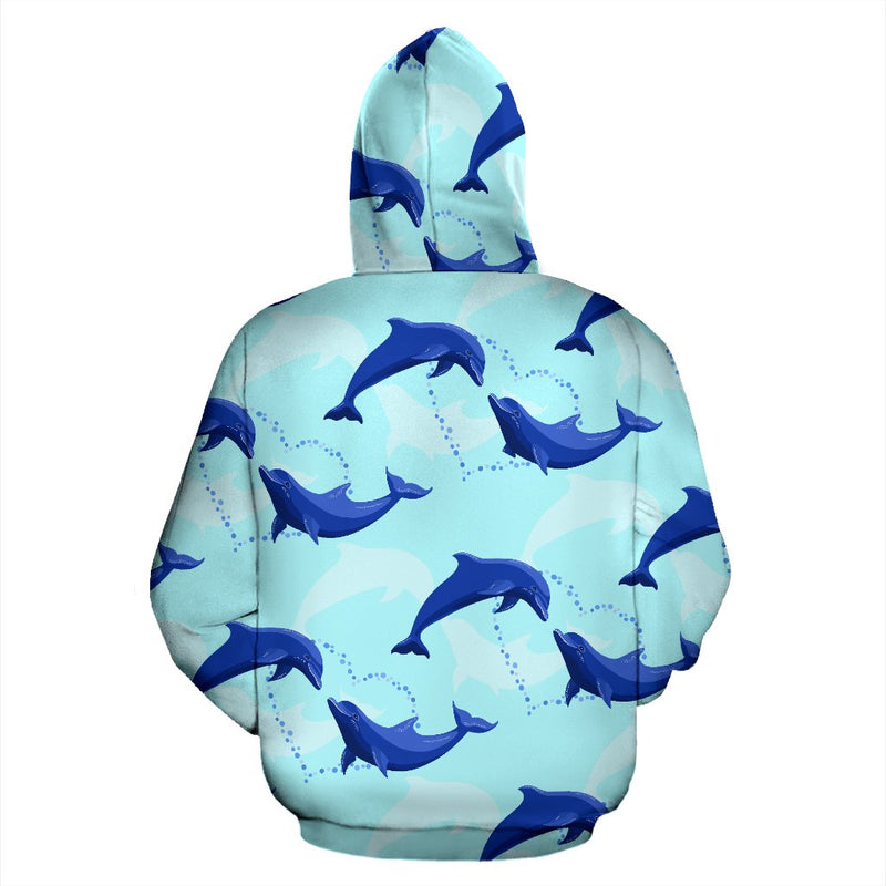 Dolphin Heart Pattern All Over Zip Up Hoodie