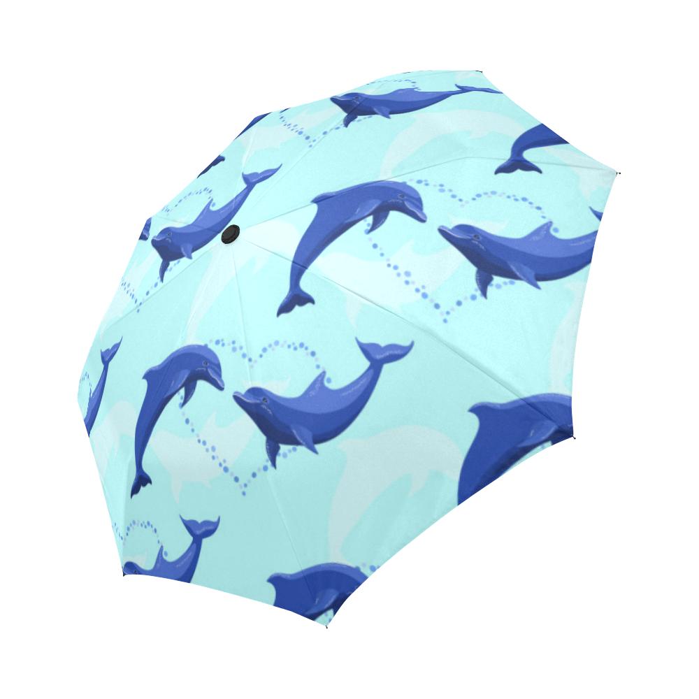 Dolphin Heart Pattern Automatic Foldable Umbrella