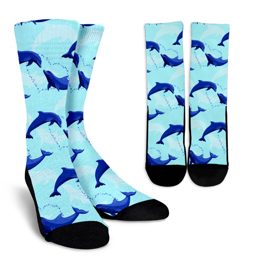 Dolphin Heart Pattern Crew Socks