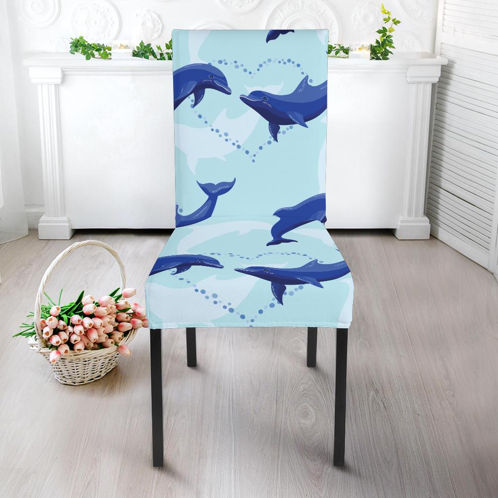 Dolphin Heart Pattern Dining Chair Slipcover-JORJUNE.COM