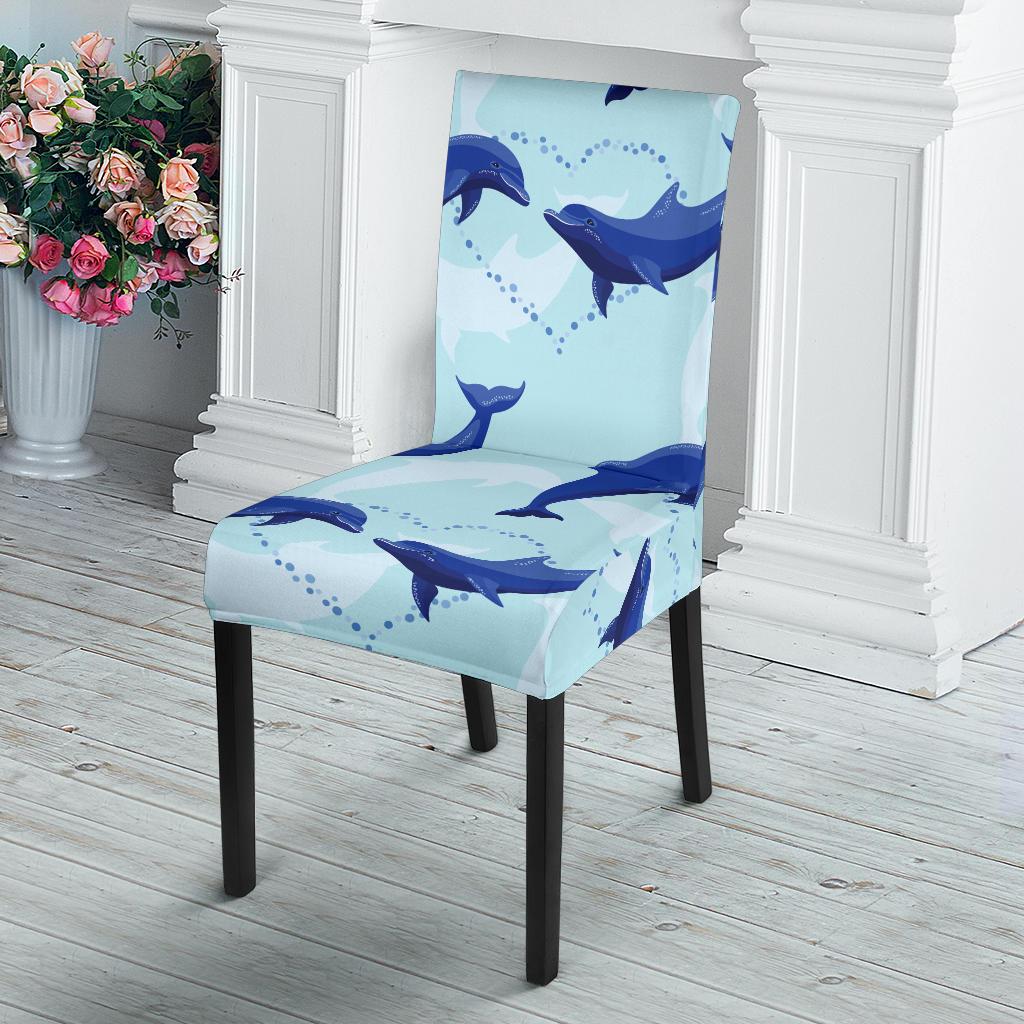 Dolphin Heart Pattern Dining Chair Slipcover-JORJUNE.COM