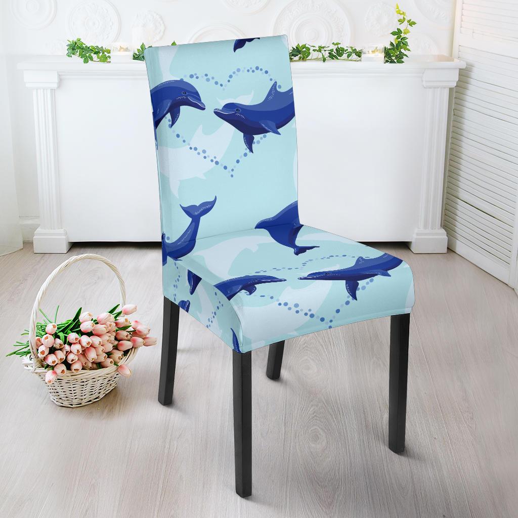 Dolphin Heart Pattern Dining Chair Slipcover-JORJUNE.COM