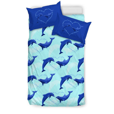 Dolphin Heart Pattern Duvet Cover Bedding Set