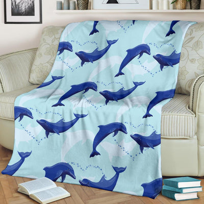 Dolphin Heart Pattern Fleece Blanket